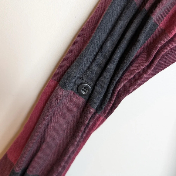 Thread & Supply Burgundy Red & Black Plaid Button Down Top Women Small - Picture 8 of 9